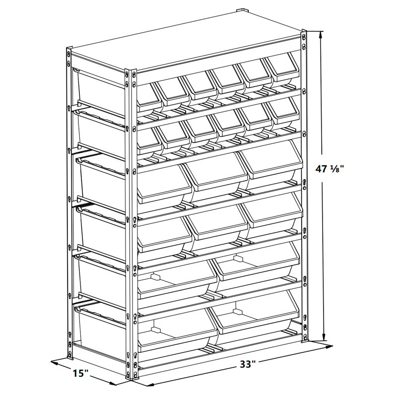 Rebrilliant Jonnisha 33 W x 15 D x 48 H Garage Storage Bin Rack System